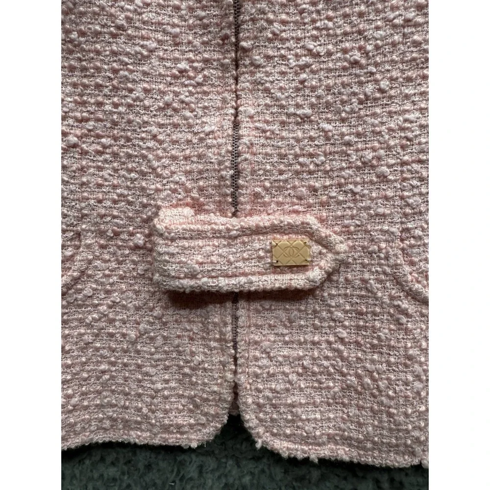 Chanel Vintage‎ 2004 Cruise 'COCO' Baby Pink Cotton Boucle Blazer Jacket 38